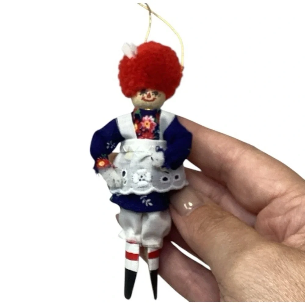 Vtg (3) Raggedy Ann Dolls Christmas Ornament Clothes Pin & Ceramic Handpainted
